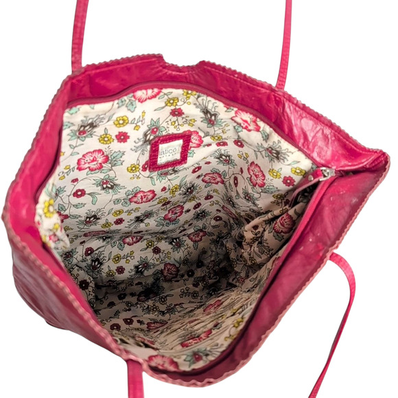 Latico Red Leather Nora Tote Bag, Recessed Zip Top Lots of Inner Pockets - Picture 9 of 13